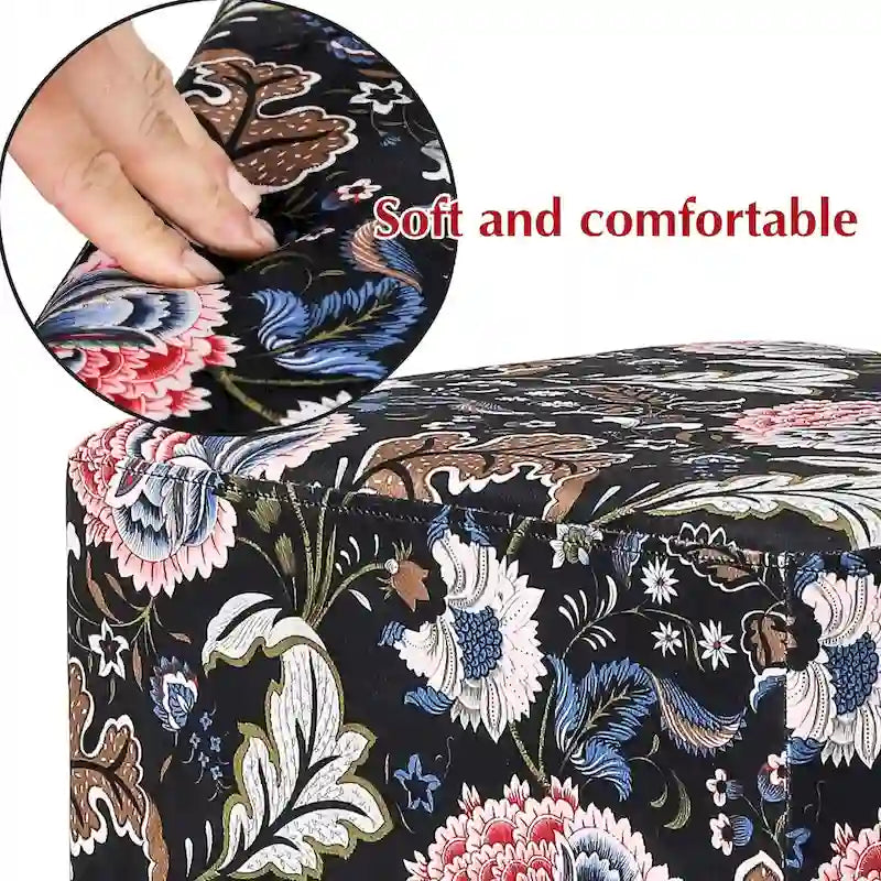 Pouf carré en velours, tabouret rembourré, base plaquée or