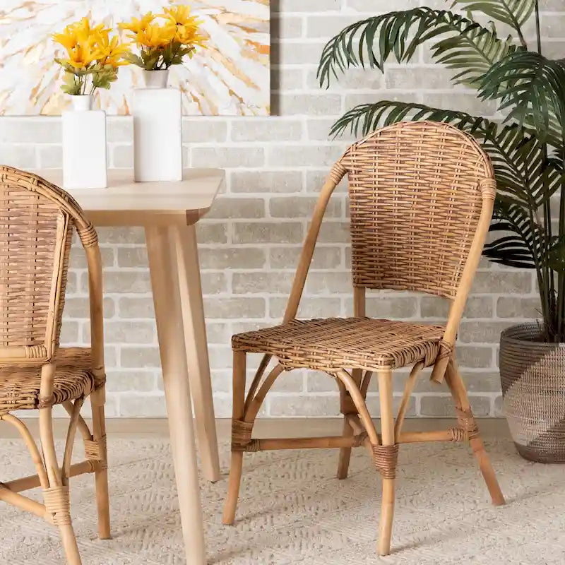 Chaise de salle à manger moderne en rotin naturel