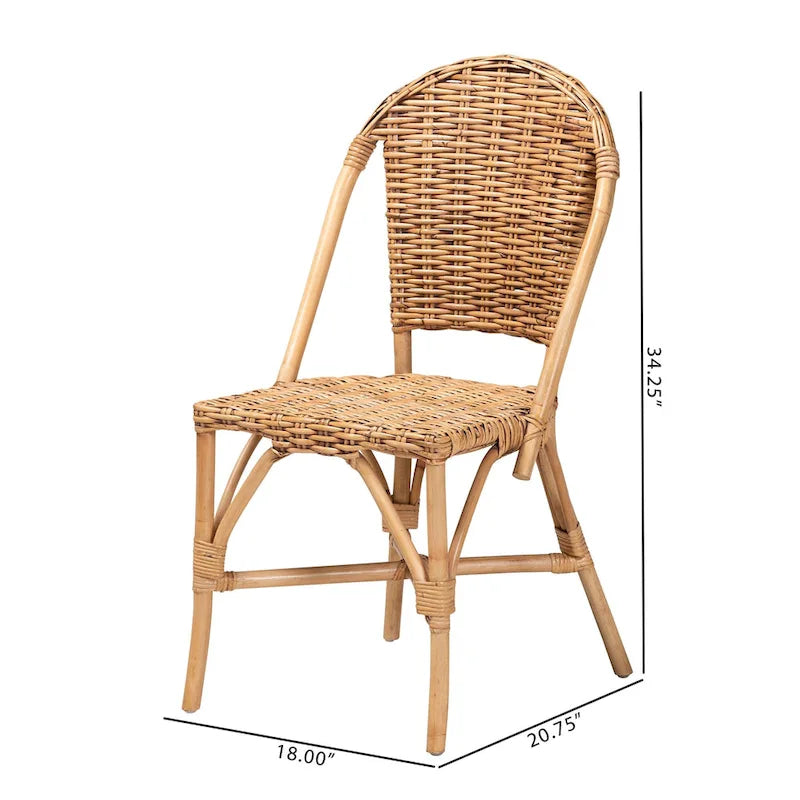 Chaise de salle à manger moderne en rotin naturel