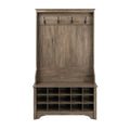 Grey Entryway Hall Tree Shoe Cubbie Coat Rack - 68 H x 38 W x 15.5 D