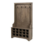 Portemanteau d'entrée gris avec banc à chaussures et rangement - 68 H x 38 l x 15.5 P