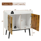 Sideboard Buffet Storage Cabinet w/2 Door Metal Legs Accent - 32 x 15 x 29 (L x W x H)