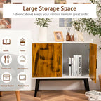 Sideboard Buffet Storage Cabinet w/2 Door Metal Legs Accent - 32 x 15 x 29 (L x W x H)