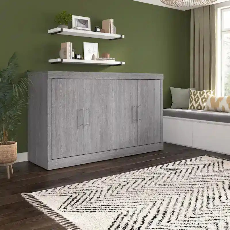 75W Queen Cabinet Bed with Mattress for Guest Room