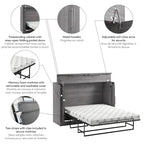 75W Queen Cabinet Bed with Mattress for Guest Room