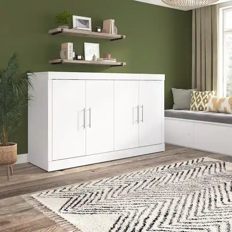 75W Queen Cabinet Bed with Mattress for Guest Room