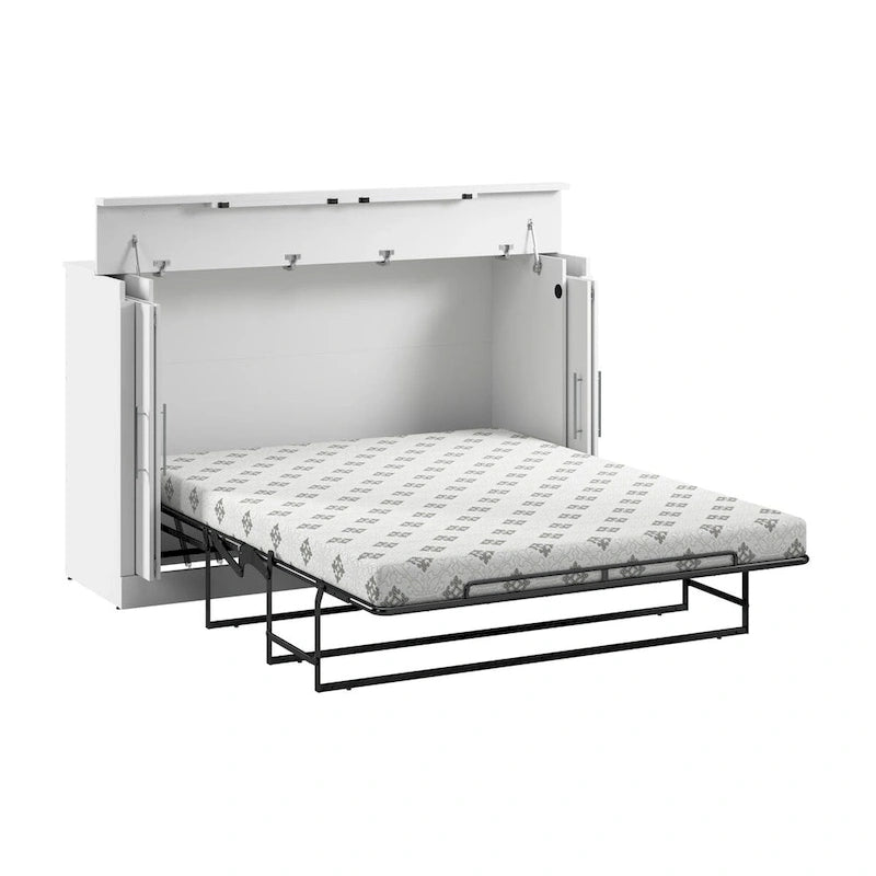 75W Queen Cabinet Bed with Mattress for Guest Room