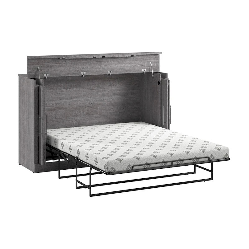 75W Queen Cabinet Bed with Mattress for Guest Room