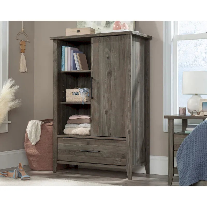 Armoire with Sliding Door Adjustable Shelves Drawer