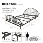 Curved Metal Powder Coated Bed Frame, No Box Spring Needed