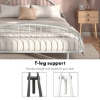 Curved Metal Powder Coated Bed Frame, No Box Spring Needed