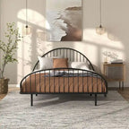 Curved Metal Powder Coated Bed Frame, No Box Spring Needed