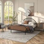 Curved Metal Powder Coated Bed Frame, No Box Spring Needed