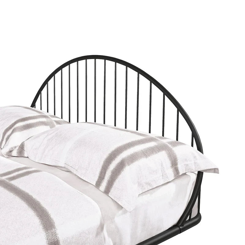 Curved Metal Powder Coated Bed Frame, No Box Spring Needed