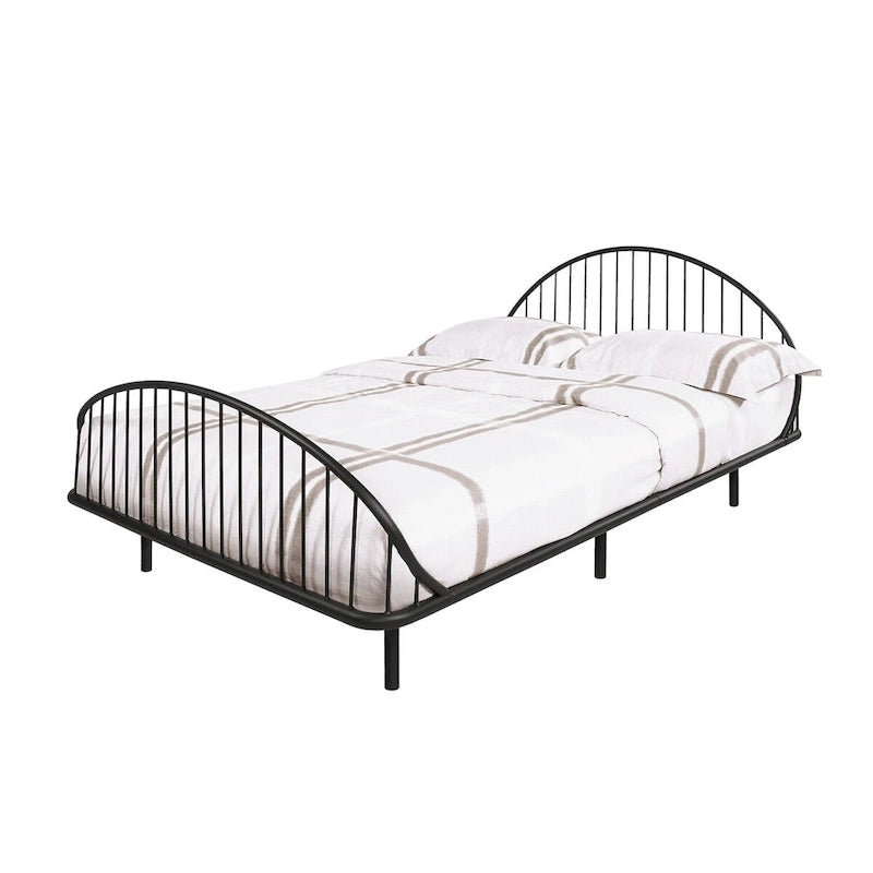 Curved Metal Powder Coated Bed Frame, No Box Spring Needed