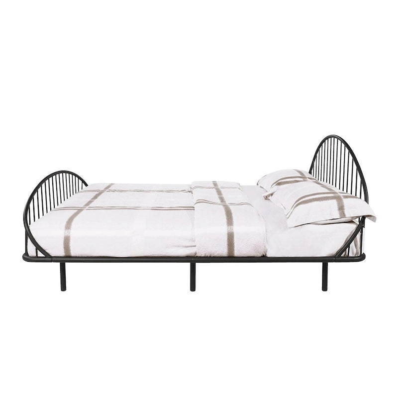 Curved Metal Powder Coated Bed Frame, No Box Spring Needed