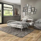 Curved Metal Powder Coated Bed Frame, No Box Spring Needed
