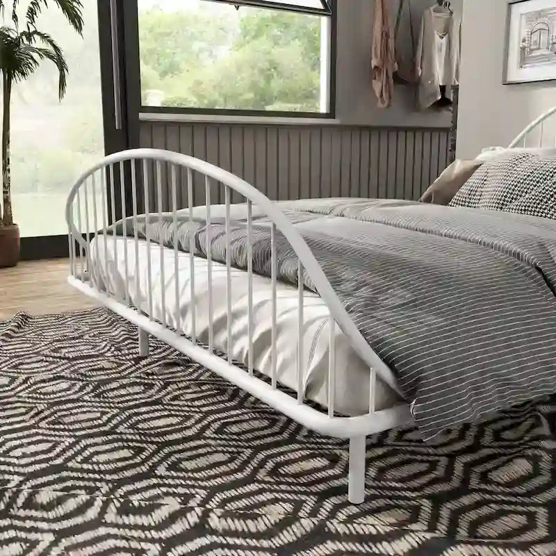 Curved Metal Powder Coated Bed Frame, No Box Spring Needed