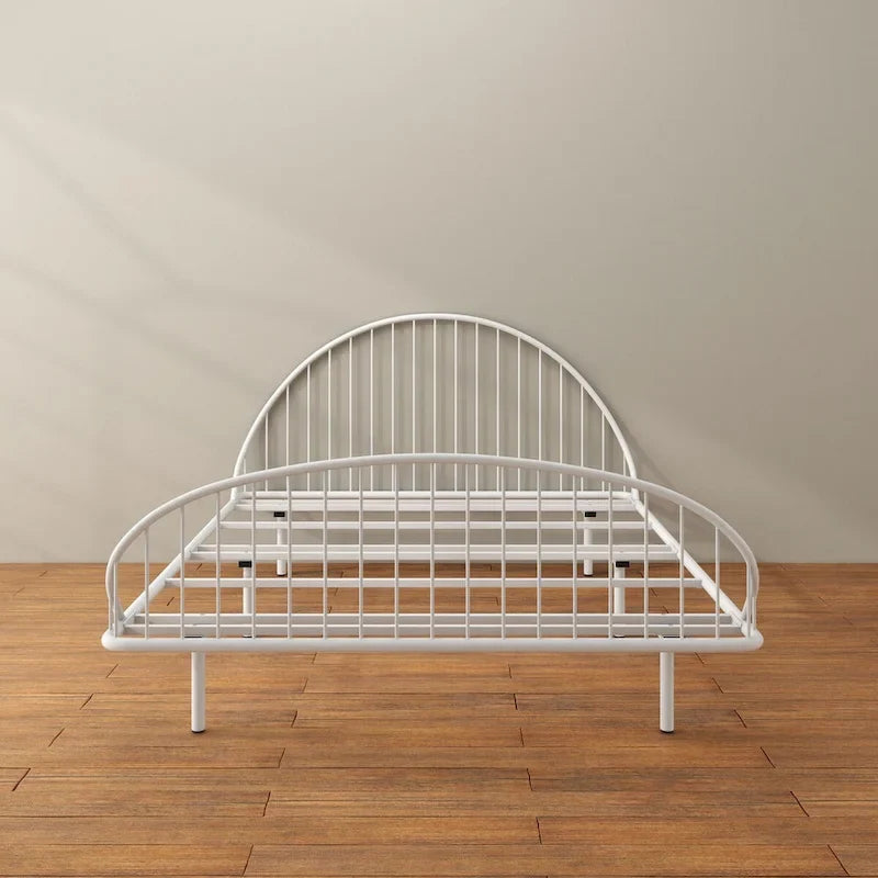 Curved Metal Powder Coated Bed Frame, No Box Spring Needed