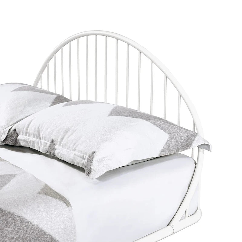Curved Metal Powder Coated Bed Frame, No Box Spring Needed