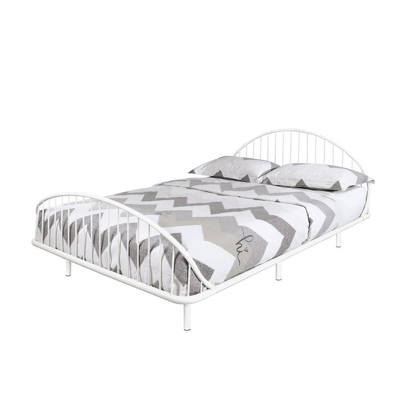 Curved Metal Powder Coated Bed Frame, No Box Spring Needed