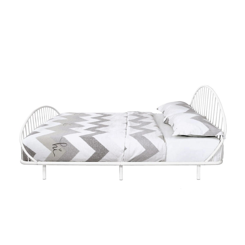 Curved Metal Powder Coated Bed Frame, No Box Spring Needed