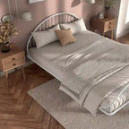 Curved Metal Powder Coated Bed Frame, No Box Spring Needed