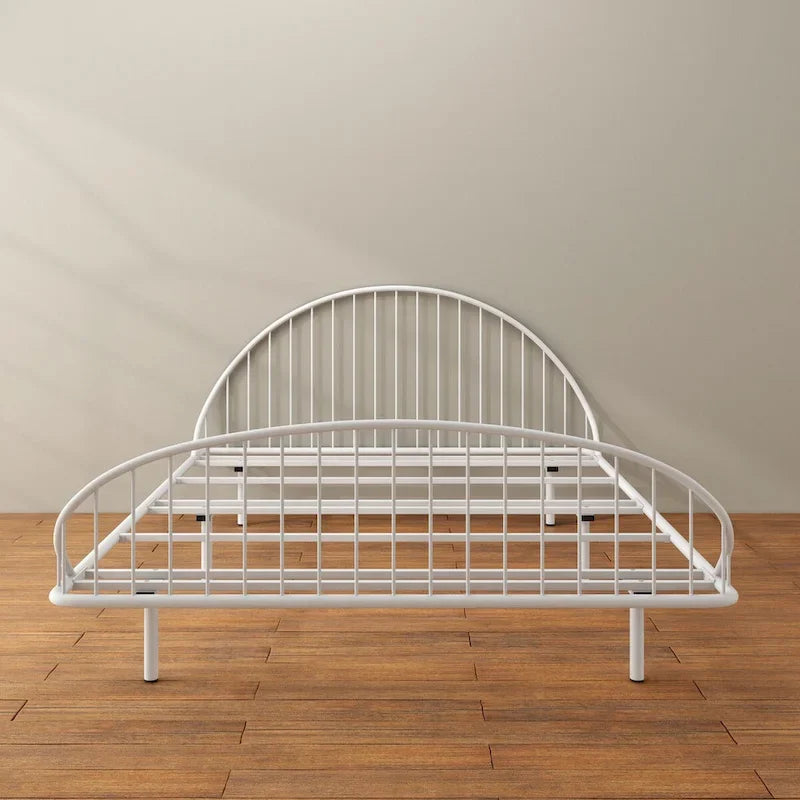 Curved Metal Powder Coated Bed Frame, No Box Spring Needed