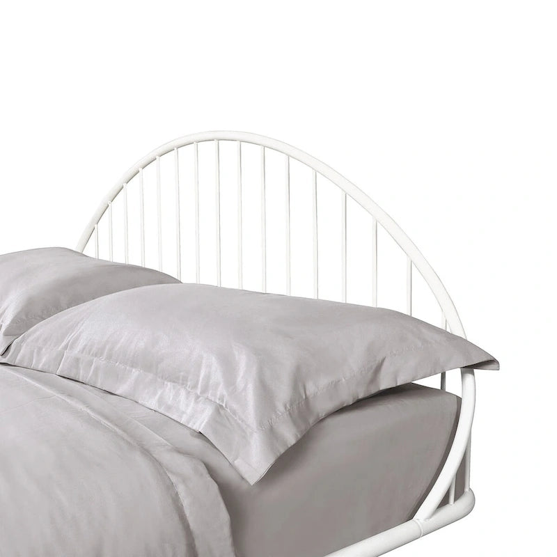 Curved Metal Powder Coated Bed Frame, No Box Spring Needed