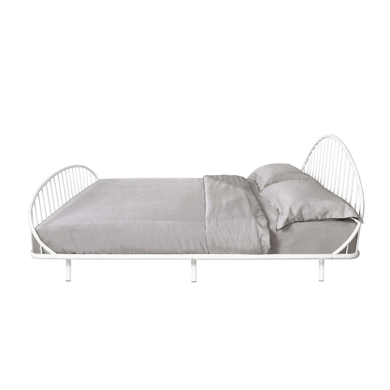 Curved Metal Powder Coated Bed Frame, No Box Spring Needed