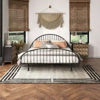 Curved Metal Powder Coated Bed Frame, No Box Spring Needed