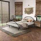 Curved Metal Powder Coated Bed Frame, No Box Spring Needed
