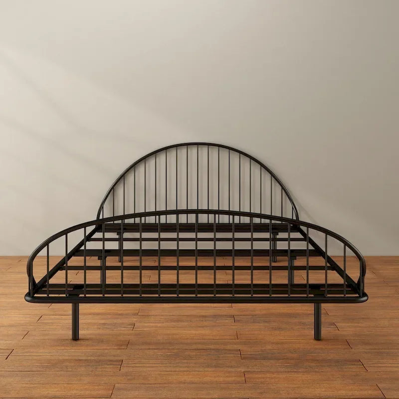 Curved Metal Powder Coated Bed Frame, No Box Spring Needed
