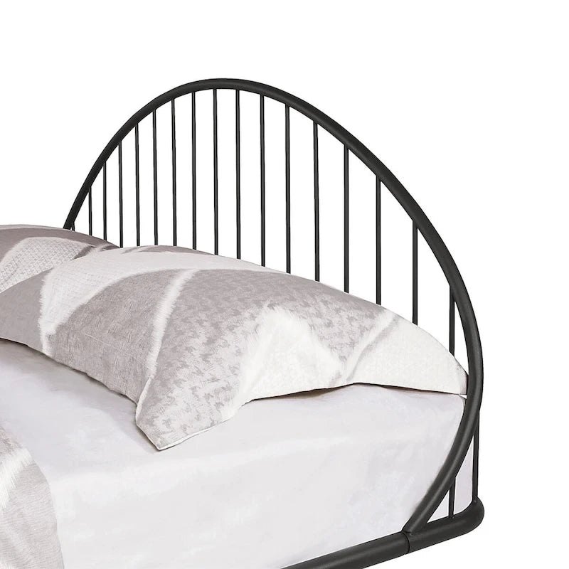 Curved Metal Powder Coated Bed Frame, No Box Spring Needed