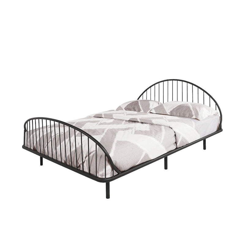 Curved Metal Powder Coated Bed Frame, No Box Spring Needed