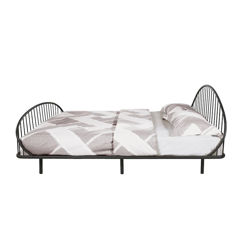 Curved Metal Powder Coated Bed Frame, No Box Spring Needed
