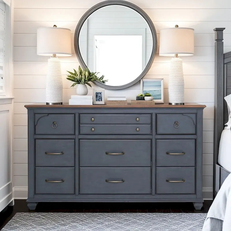 Dresser, No Assembly Required, Corduroy Blue Finish