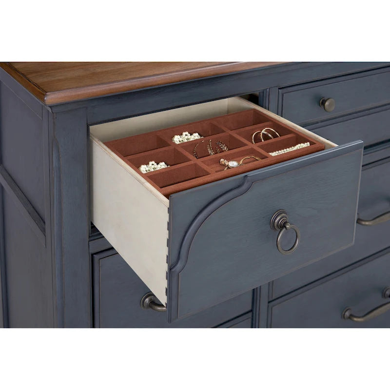 Dresser, No Assembly Required, Corduroy Blue Finish