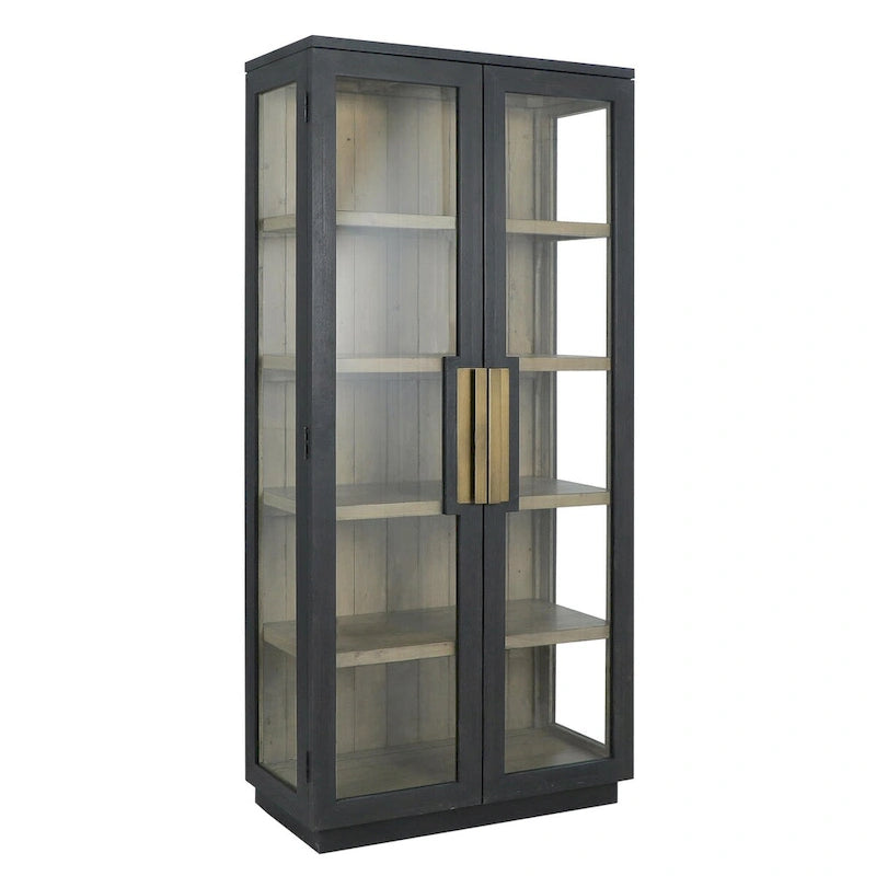 82 Reclaimed Pine Wood Cabinet with Glass Doors