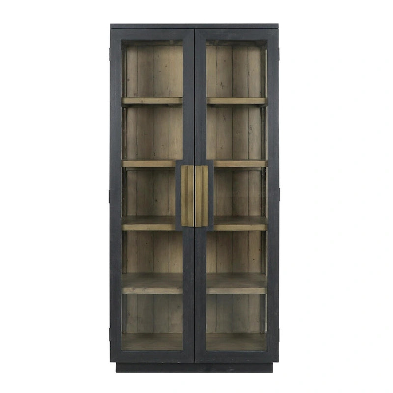 82 Reclaimed Pine Wood Cabinet with Glass Doors