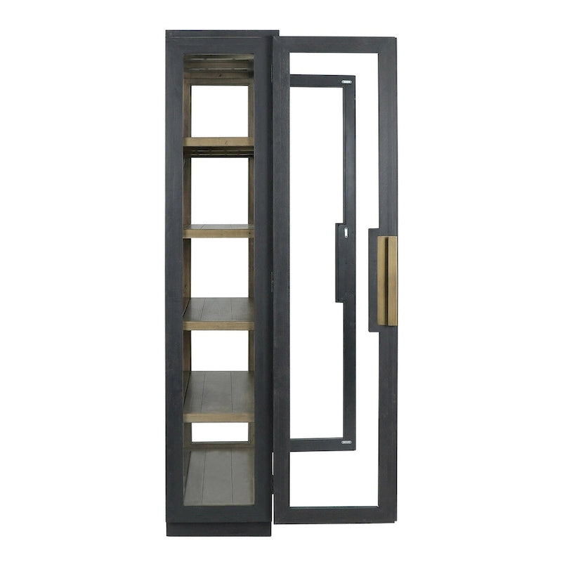 82 Reclaimed Pine Wood Cabinet with Glass Doors
