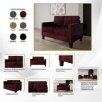 Corduroy Mid-Century Modern Velvet Upholstered Loveseat