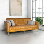 Natural Luxury Leather Minimalist Sofa - 78.8W x 35.5D x 33.5H