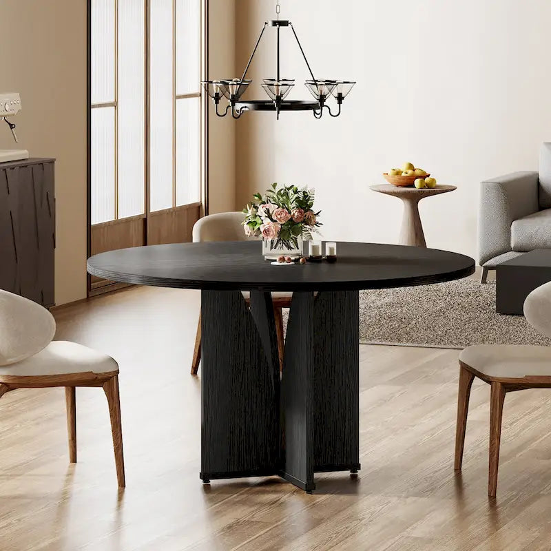 Wood 39.37-inch Round Dining Table for Kitchen Dining Room