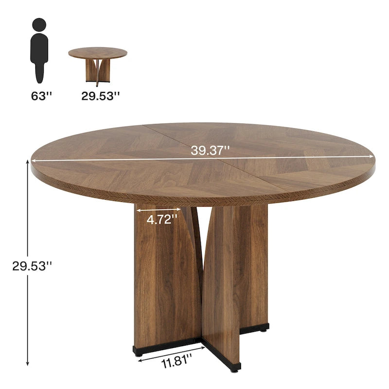 Wood 39.37-inch Round Dining Table for Kitchen Dining Room