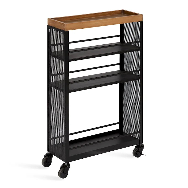 Iron Storage Cart with Four Open Shelves - 18x7x30