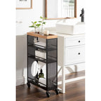 Iron Storage Cart with Four Open Shelves - 18x7x30