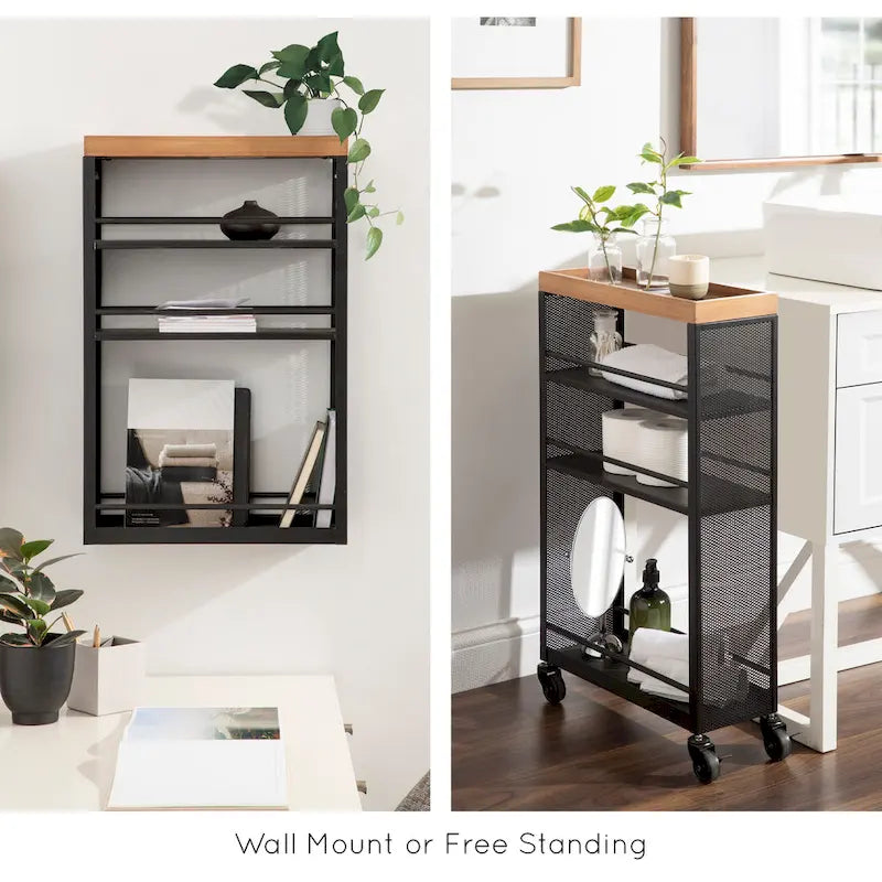 Iron Storage Cart with Four Open Shelves - 18x7x30