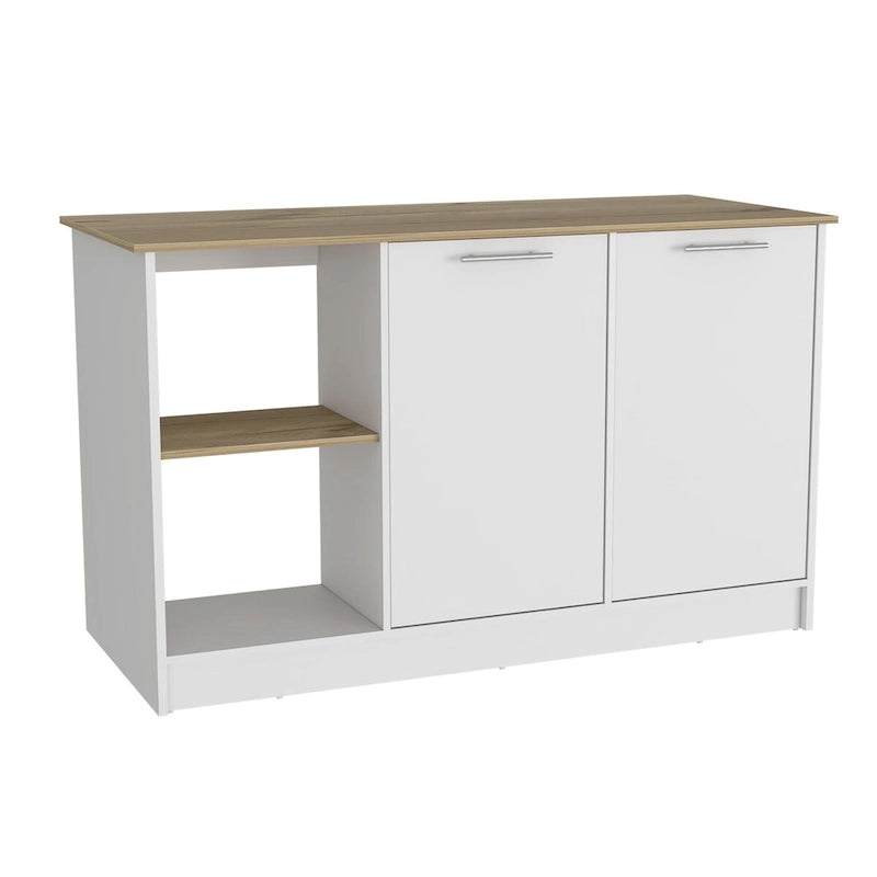 Isola da cucina per sala da pranzo, cucina, bianco / rovere chiaro