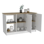 Isola da cucina per sala da pranzo, cucina, bianco / rovere chiaro